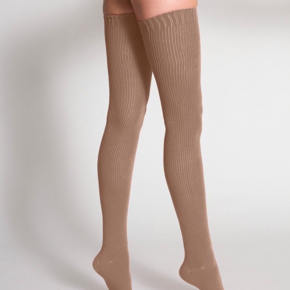 brown thigh high socks